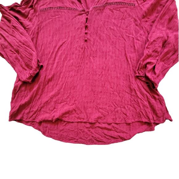 Lane Bryant Pink Magenta Long Sleeve V Neck Peasant Top Women Sz 26/28 - Picture 8 of 8